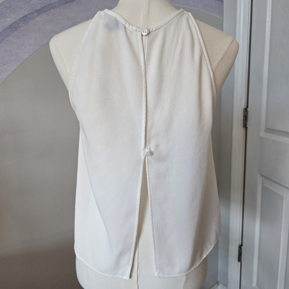 American Apparel | Small | White Crepe Open Back High Neck Sleeveless Tank - Picture 3 of 6